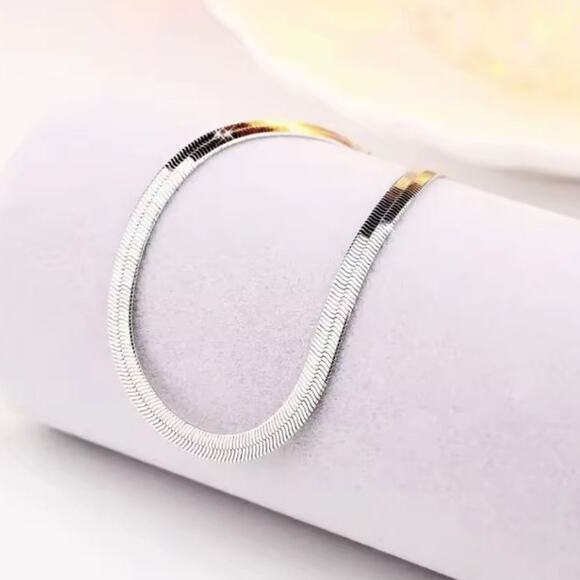 925 Sterling Silver Herringbone Snake Bracelet Christmas Birthday Gift - NEW! - Picture 3 of 4